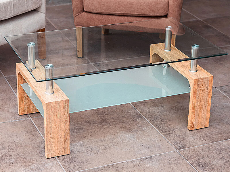 mesita para living arrime estilo clasico y moderno de madera y vidrio